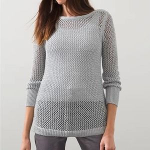 NWT Chico’s silver Shine open stitch metallic tunic sweater, 1/M